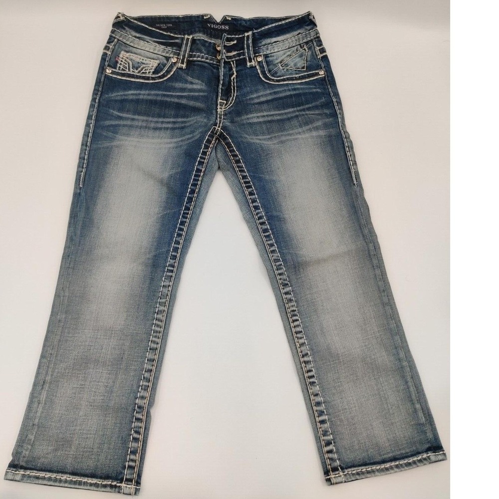 VIGOSS Jeans Womens Size 26x21 The New York Crop Rhinestone Pocket Urban Modern
